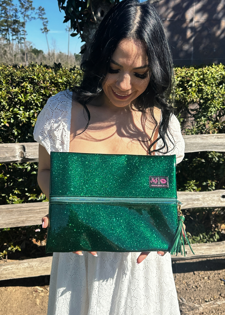 Makeup Junkie Bags - Kelly Green Stardust Glitter Travel Bags [Pre-Order]