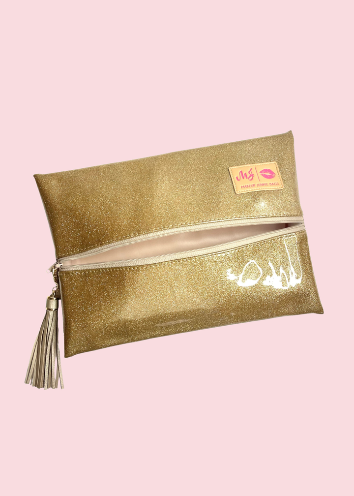 Makeup Junkie Bags - Gold Stardust Glitter Travel Bags [Pre-Order]