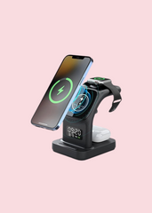 Tech Trendz - 5-in-1 Magnetic Wireless Charging Station Black