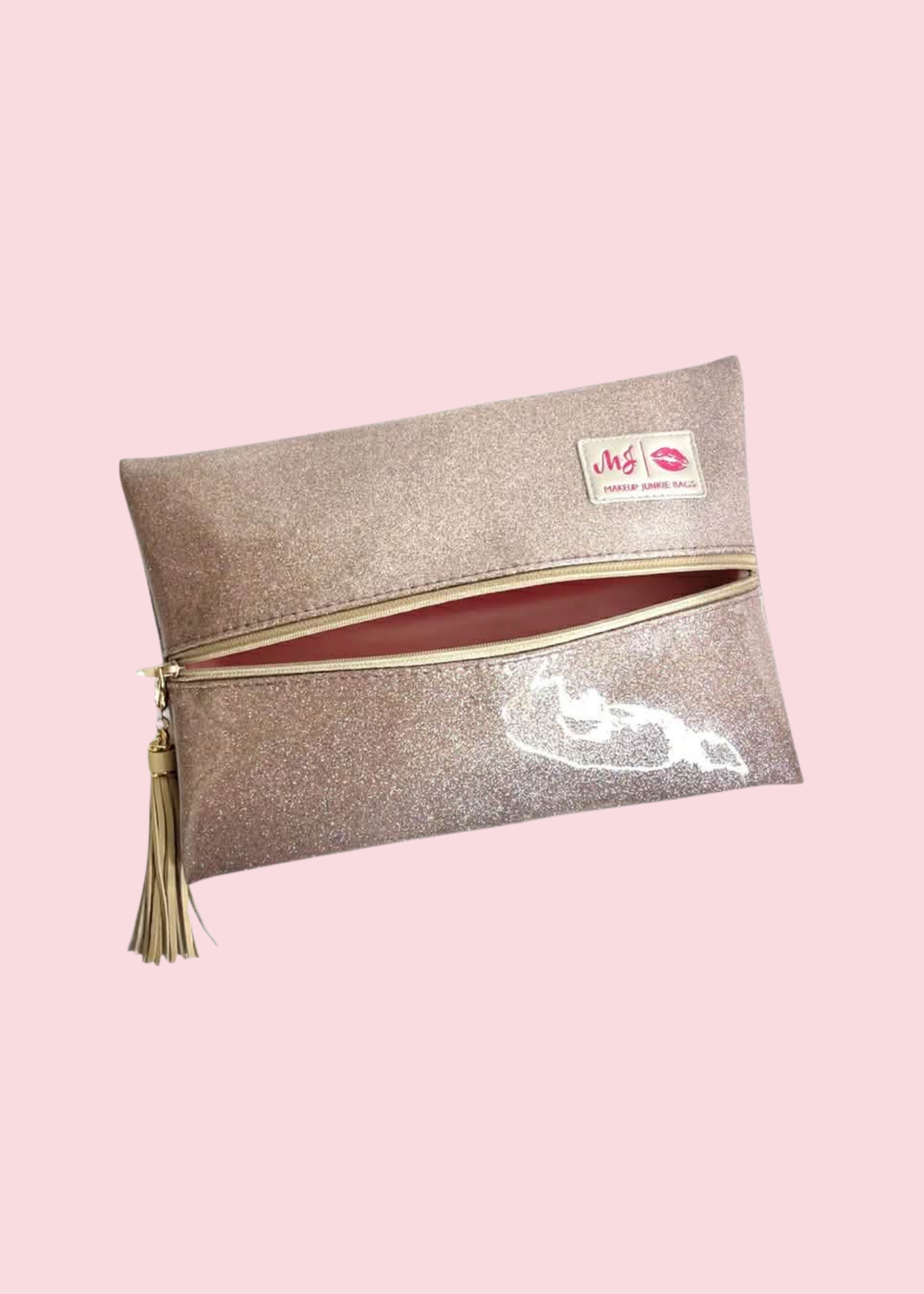 Makeup Junkie Bags - Champagne Stardust Glitter Travel Bags [Pre-Order]