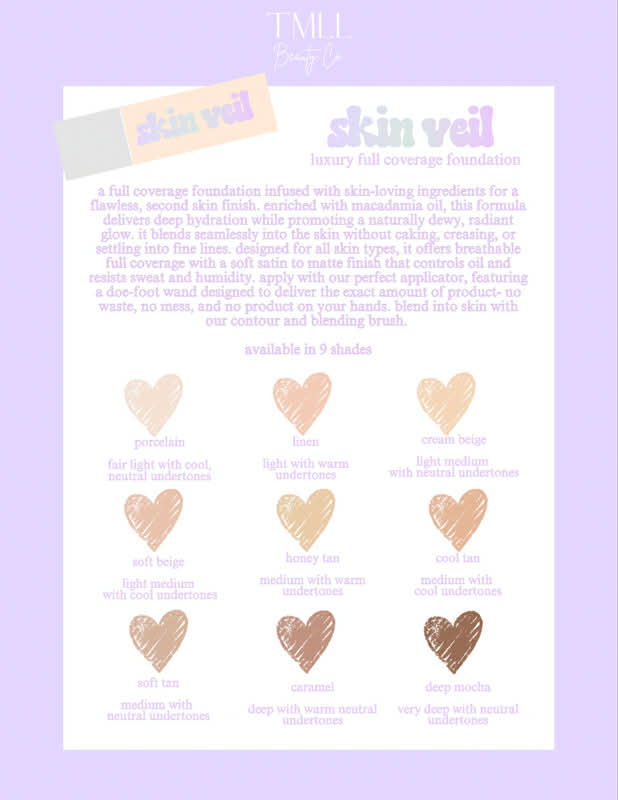 TMLL Beauty Co. - Skin Veil Luxury Full Coverage Foundation