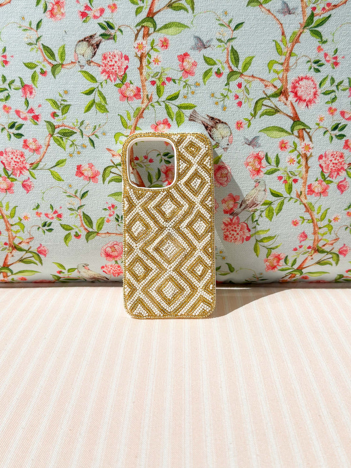 America & Beyond - Pearl Gold Beaded iPhone Case