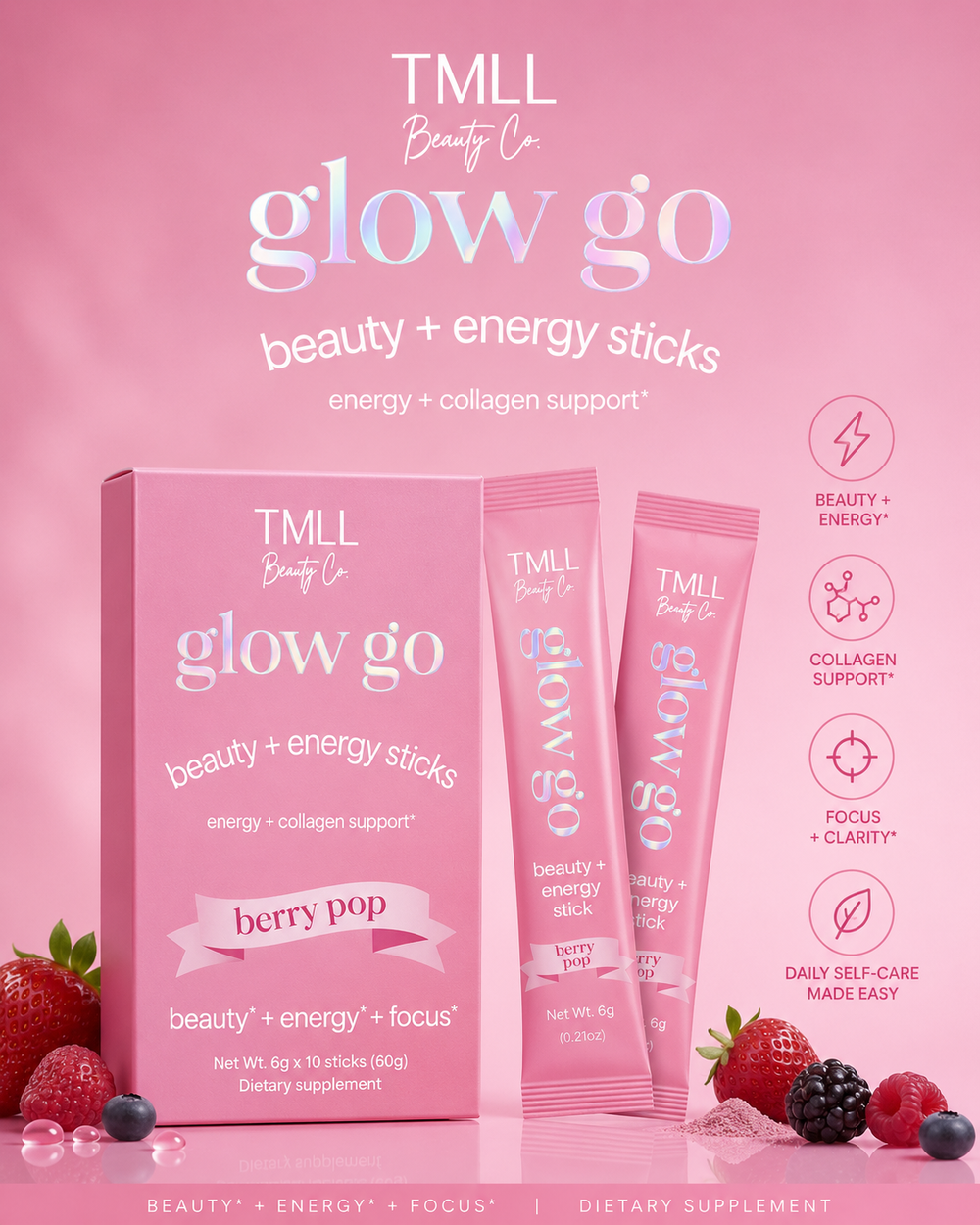 TMLL Beauty Co. - Glow Go Wellness Drinks - Berry Pop