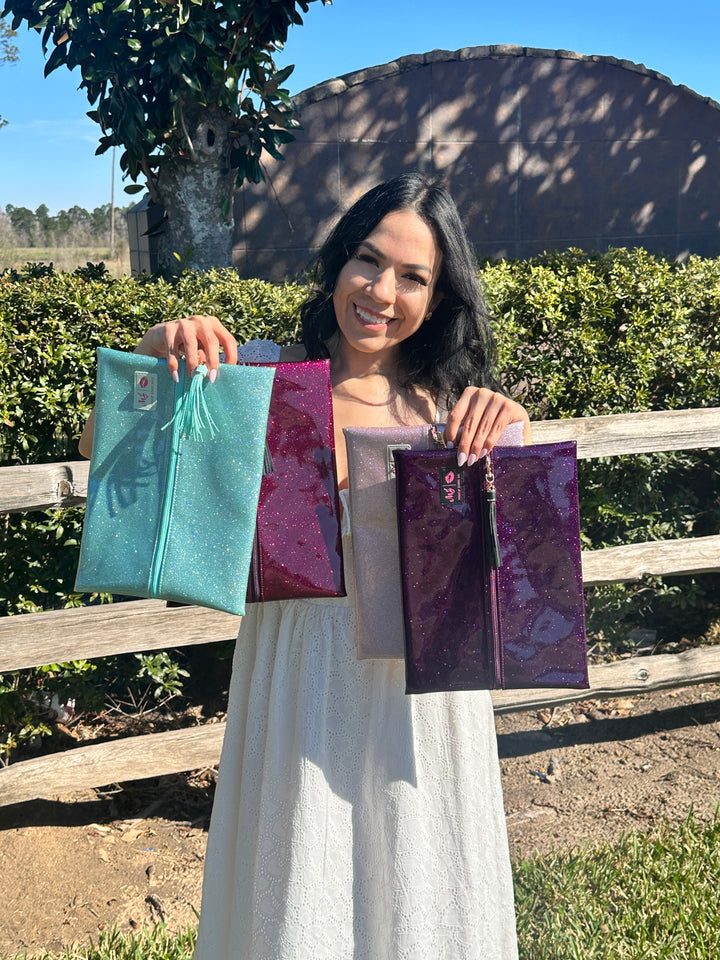 Makeup Junkie Bags - Kelly Green Stardust Glitter Travel Bags [Pre-Order]