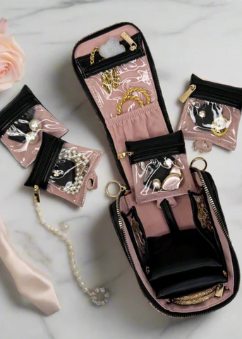 PurseN - Black Quilted Train Jewelry Case