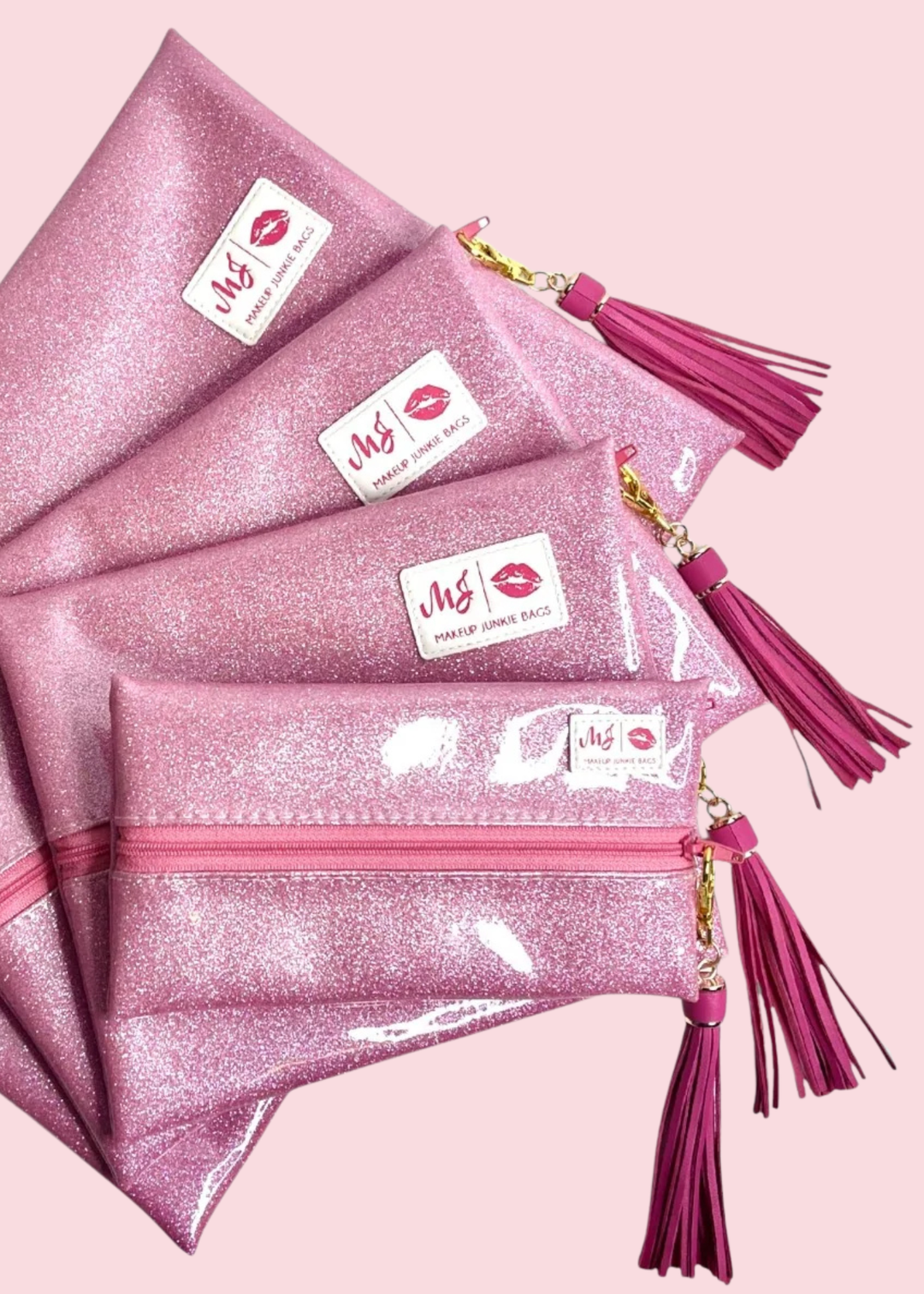 Makeup Junkie Bags - Bubble Gum Stardust Glitter Travel Bags [Pre-Order]