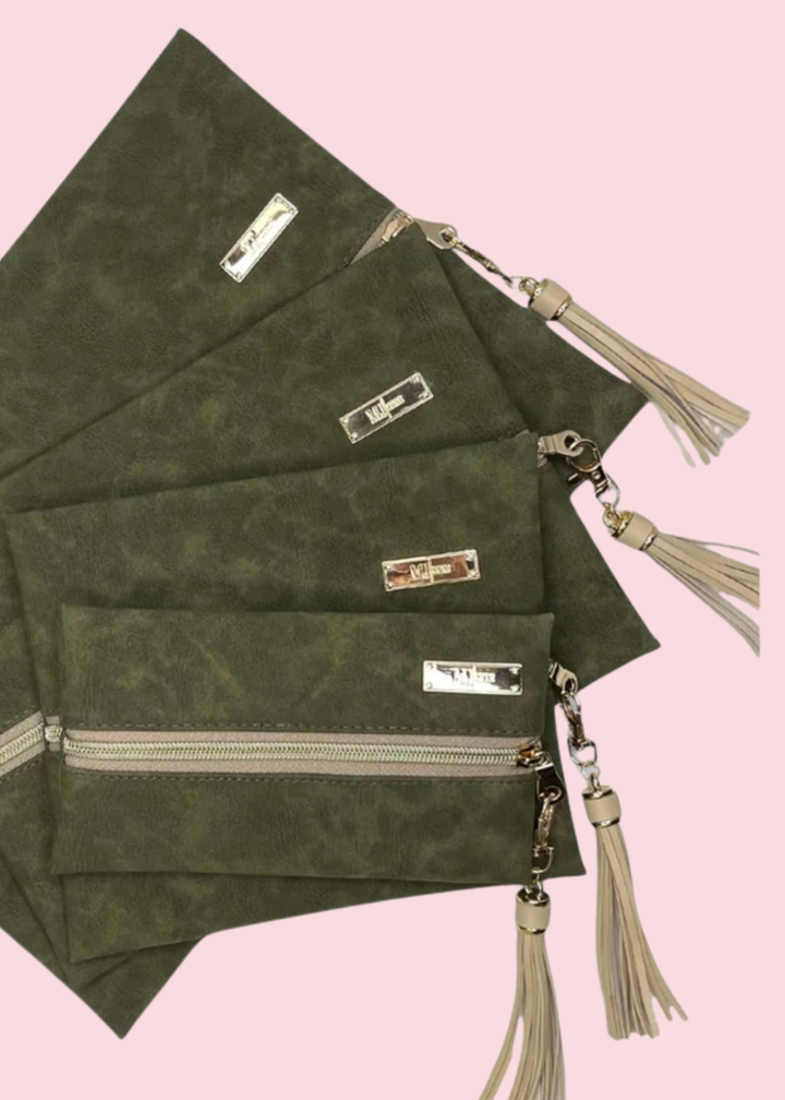 Makeup Junkie Bags - Suede Soul Olive Luxe Travel Bags [Pre-Order]
