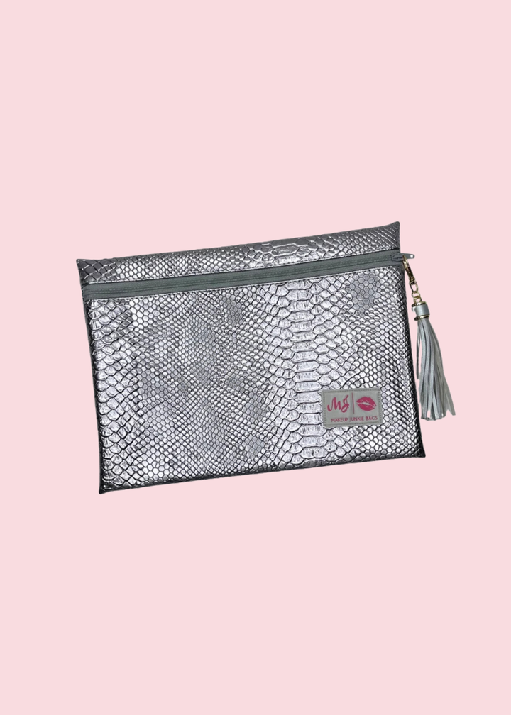 Makeup Junkie Bags - Platinum Python Travel Bags [Pre-Order]