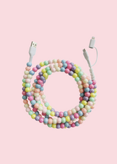Glamfox - Pastel Candy Pearl Beaded Phone Charger [Dual USB-C & Lightning]