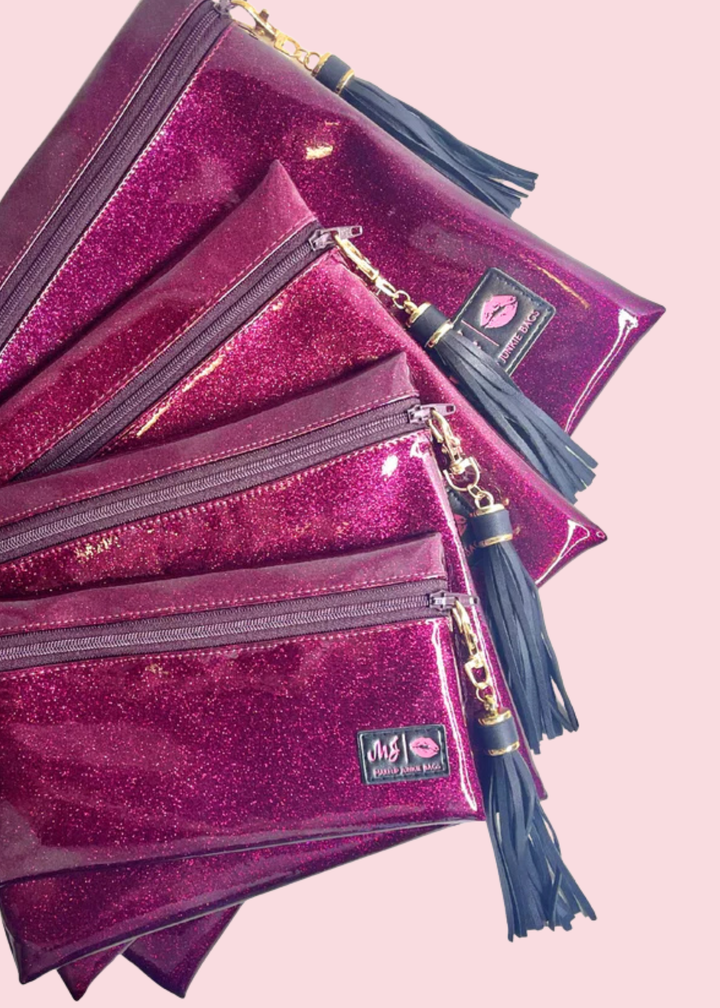 Makeup Junkie Bags - Fuchsia Stardust Glitter Travel Bags [Pre-Order]