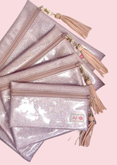 Makeup Junkie Bags - Blush Stardust Glitter Travel Bags [Pre-Order]
