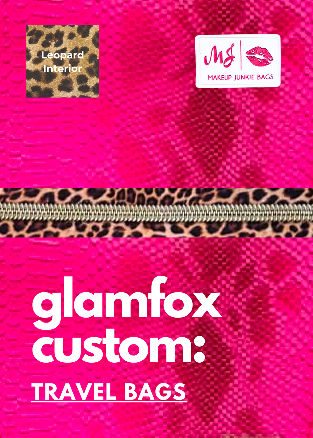 Makeup Junkie Bags - Hot Pink Copperazzi Leopard Zipper Travel Bags [Pre-Order]