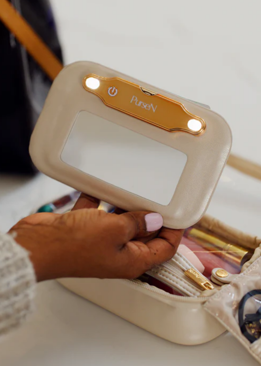 PurseN - Pearl Quilted Litt Mini Mirror
