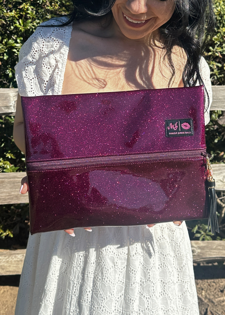 Makeup Junkie Bags - Wine Stardust Glitter Travel Bags [Pre-Order]