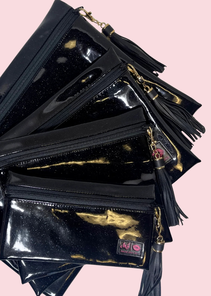 Makeup Junkie Bags - Onyx Stardust Glitter Travel Bags [Pre-Order]