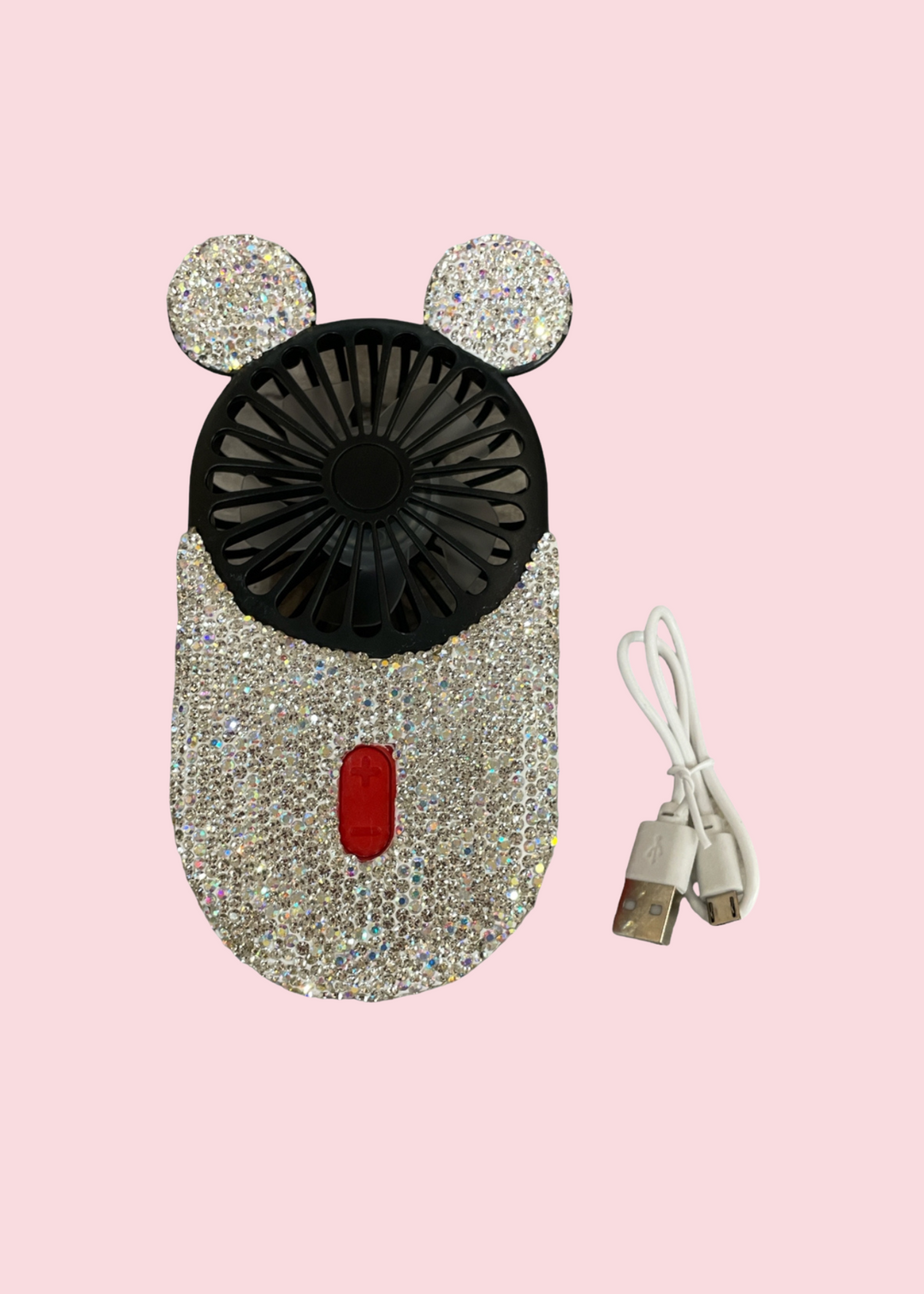 All That Glitterz - Silver Rhinestone Mini Fan