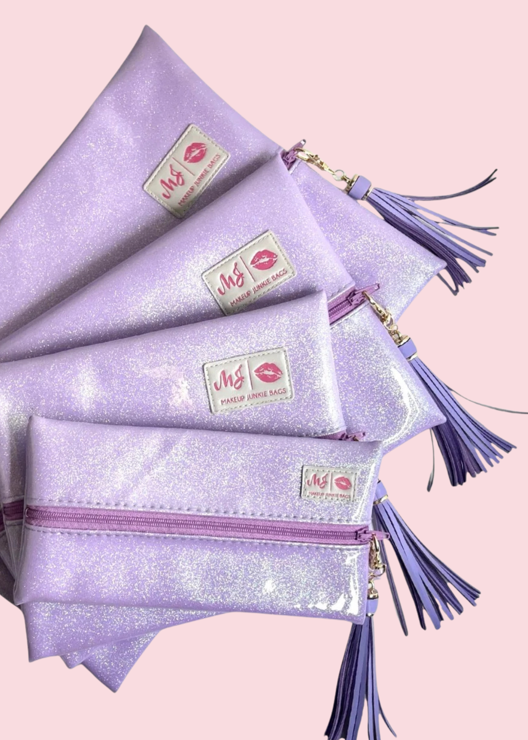 Makeup Junkie Bags - Lavender Stardust Glitter Travel Bags [Pre-Order]