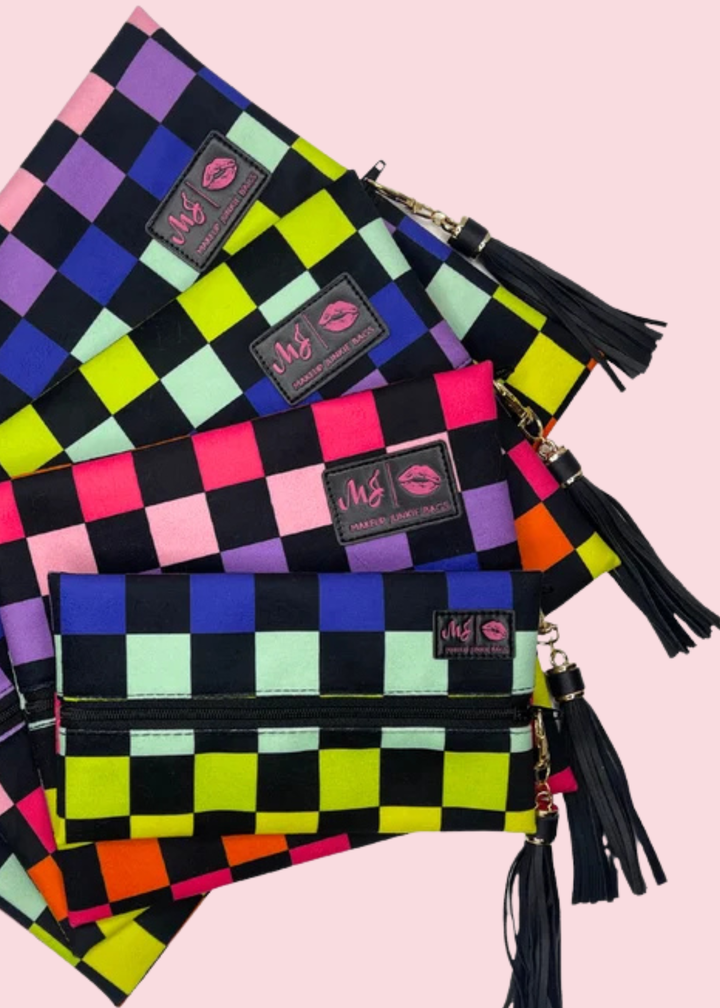 Makeup Junkie Bags - Colorful Check Travel Bags [Pre-Order]
