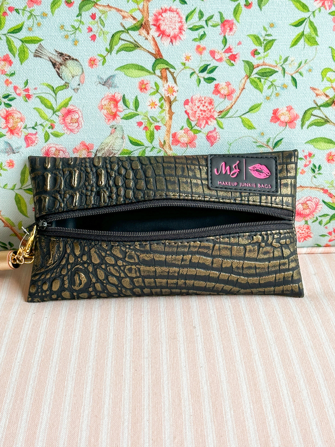 Makeup Junkie Bags - Gold Gator Mini [Ready to Ship]