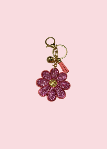 Suzy Q - Pink Flower Crystal Keychain