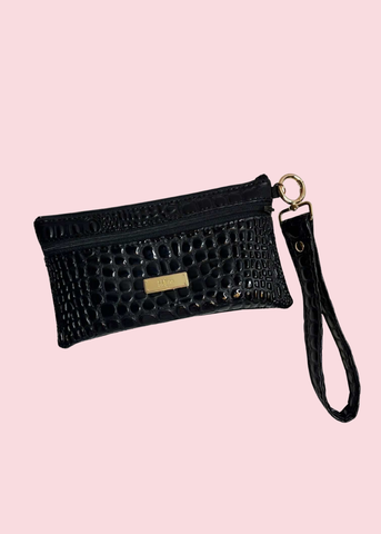 Makeup Junkie Bags - Bubble Gator Onyx Luxe Demi Wristlet [Pre-Order] - Glamfox Takeover