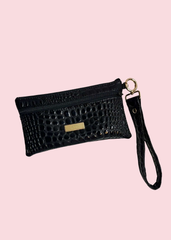 Makeup Junkie Bags - Bubble Gator Onyx Luxe Demi Wristlet [Pre-Order] - Glamfox Takeover