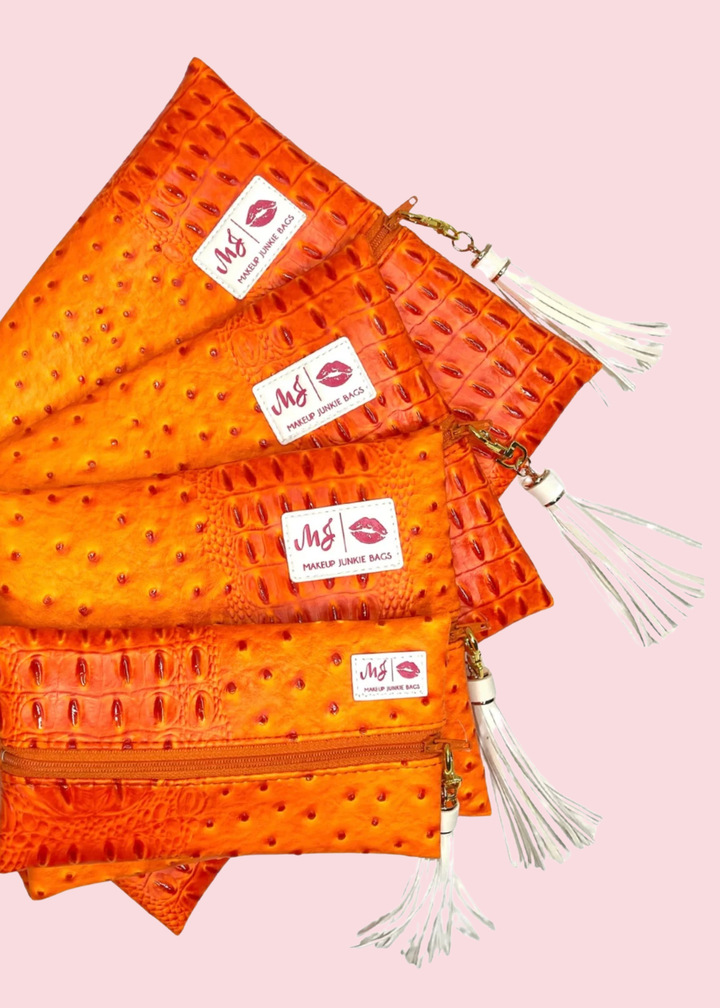 Makeup Junkie Bags - Dune Tangerine Flat Lay [Pre-Order]