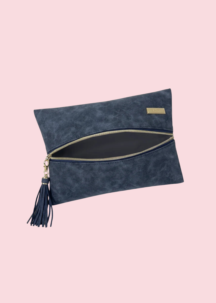 Makeup Junkie Bags - Suede Soul Sapphire Luxe Travel Bags [Pre-Order]