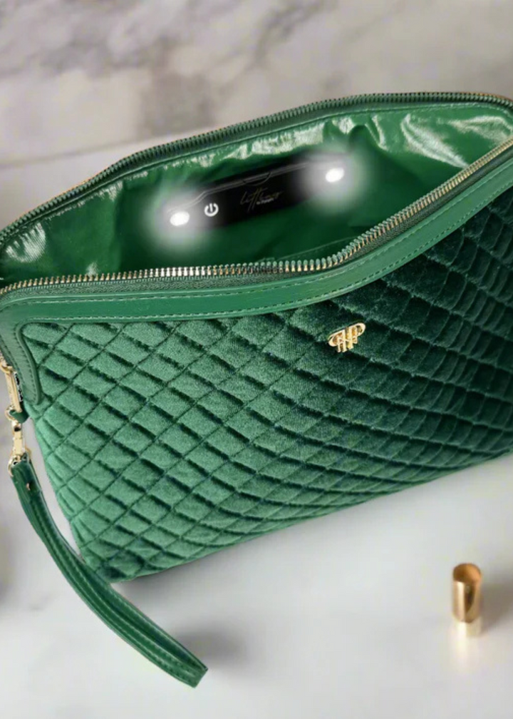 PurseN - Emerald Velvet Quilted Litt Makeup Case
