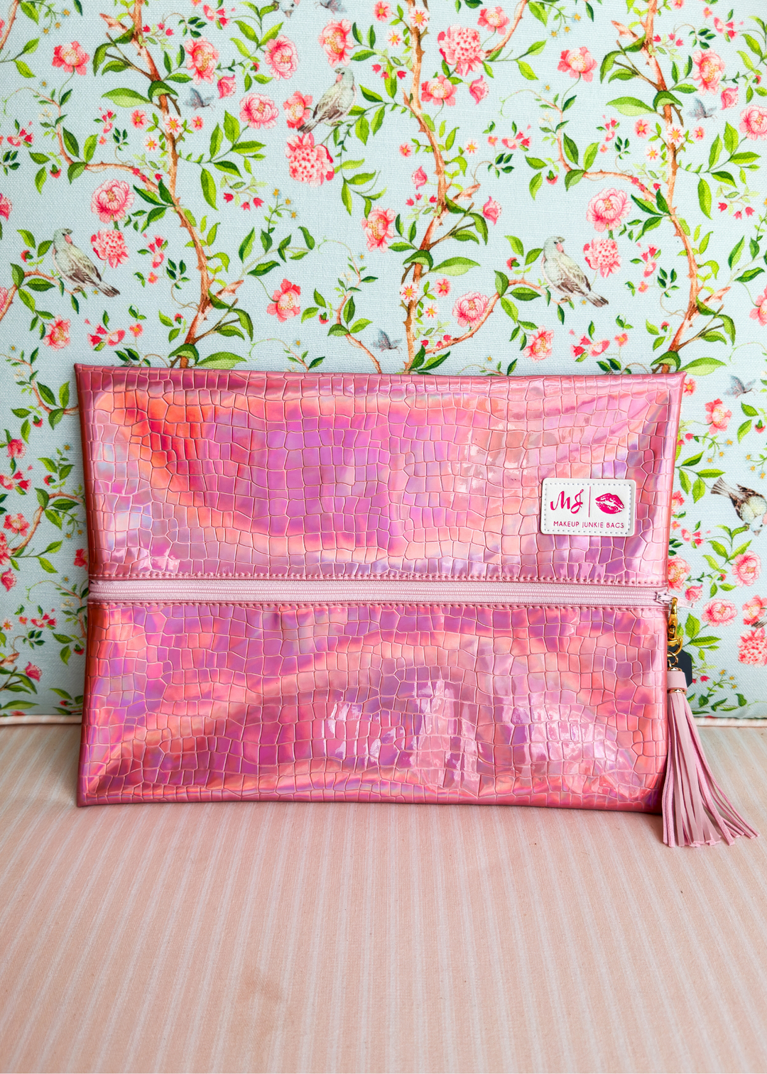 Makeup Junkie Bags - Pink Holographic Flatlay [Pre-Order]