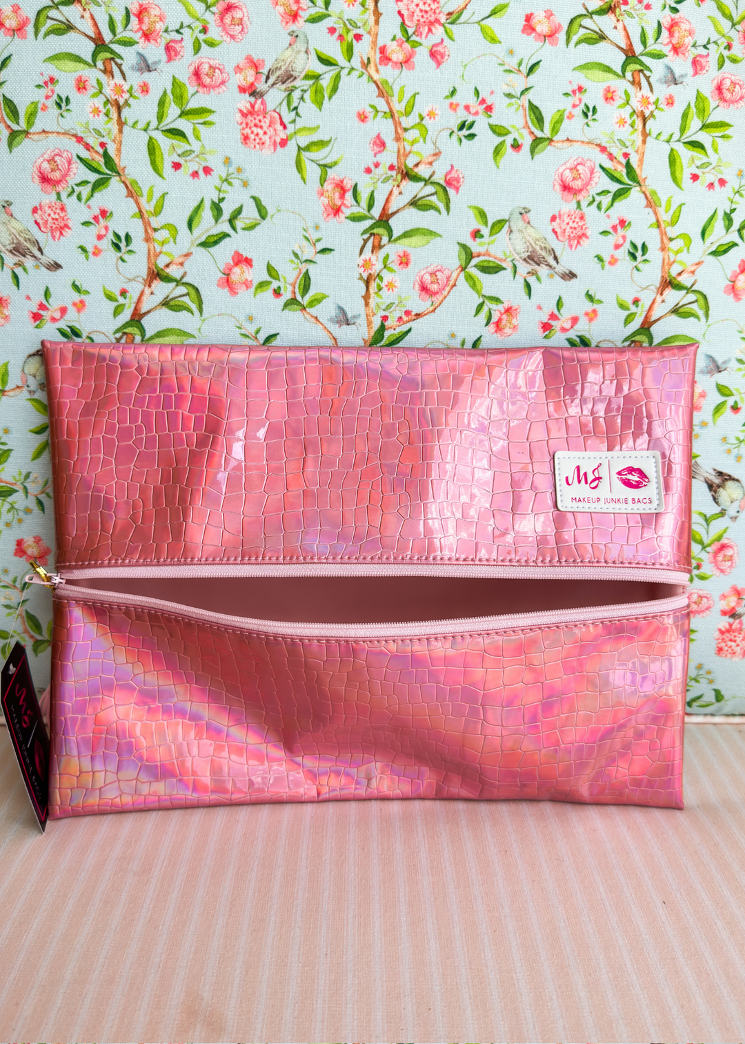 Makeup Junkie Bags - Pink Holographic Flatlay [Pre-Order]