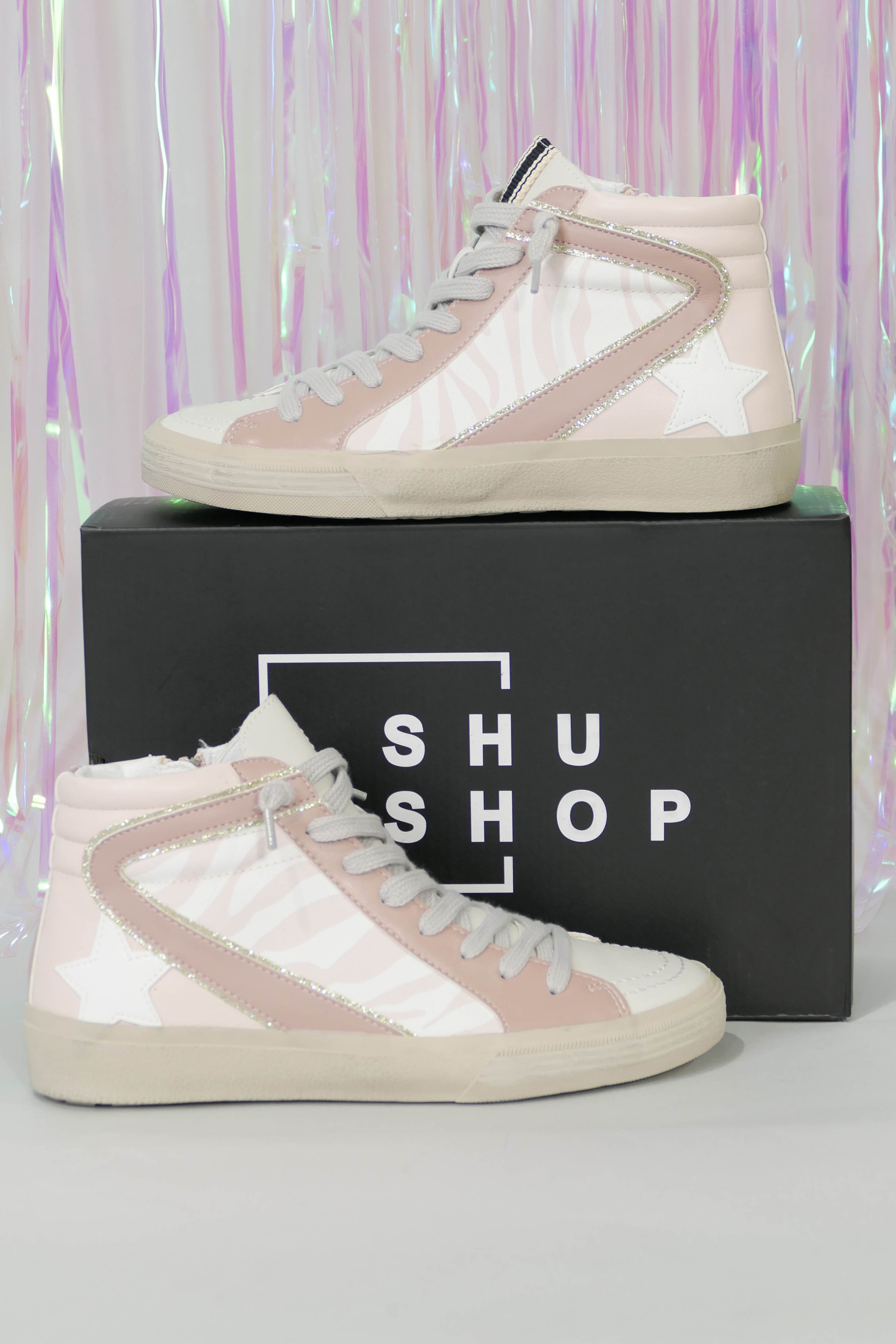 Blush high sale top sneakers