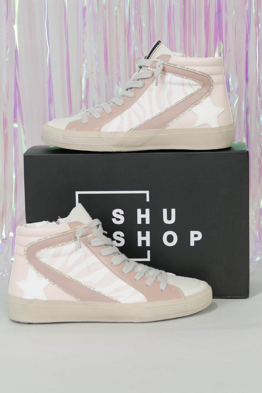Shu Shop - Roxanne Blush Zebra Hi Top Sneakers