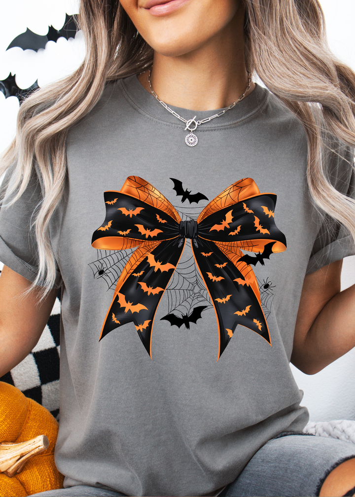 Glamfox  - Black Orange Gothic Coquette Bow Graphic Tee