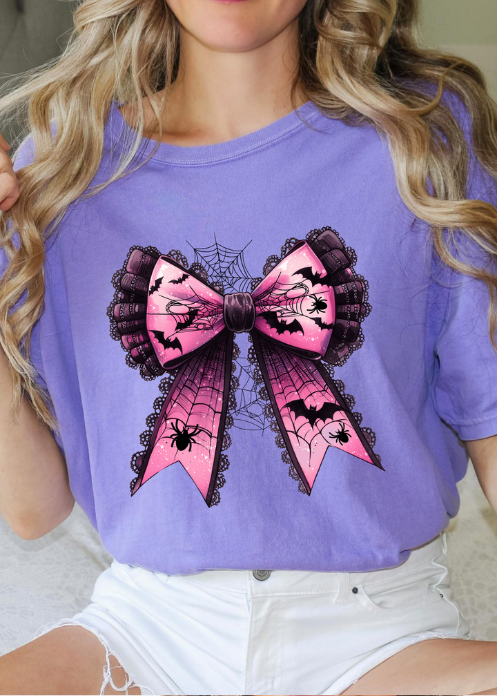 Glamfox  - Pink Gothic Coquette Bow Graphic Tee