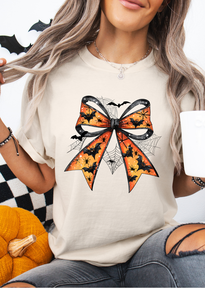 Glamfox  - Orange Gothic Coquette Bow Graphic Tee