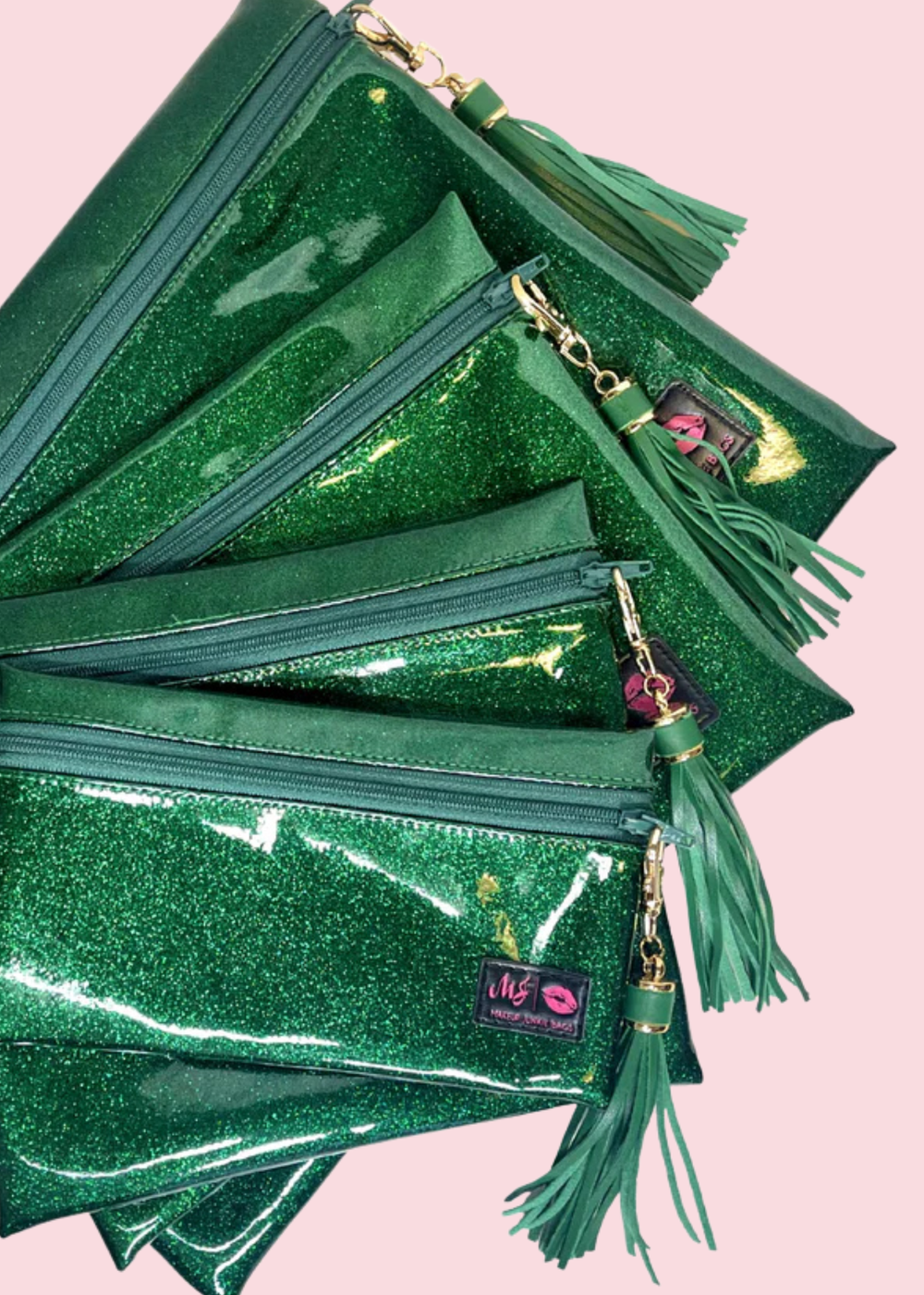 Makeup Junkie Bags - Emerald Stardust Glitter Travel Bags [Pre-Order]