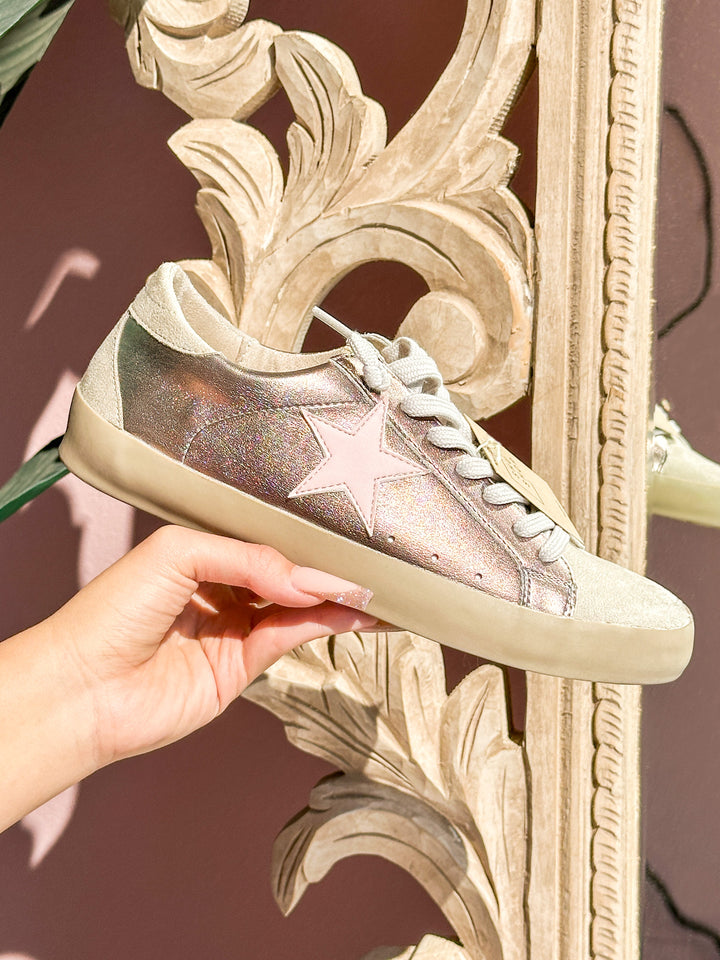 Shu Shop - Paula Metallic Blush Star Sneakers