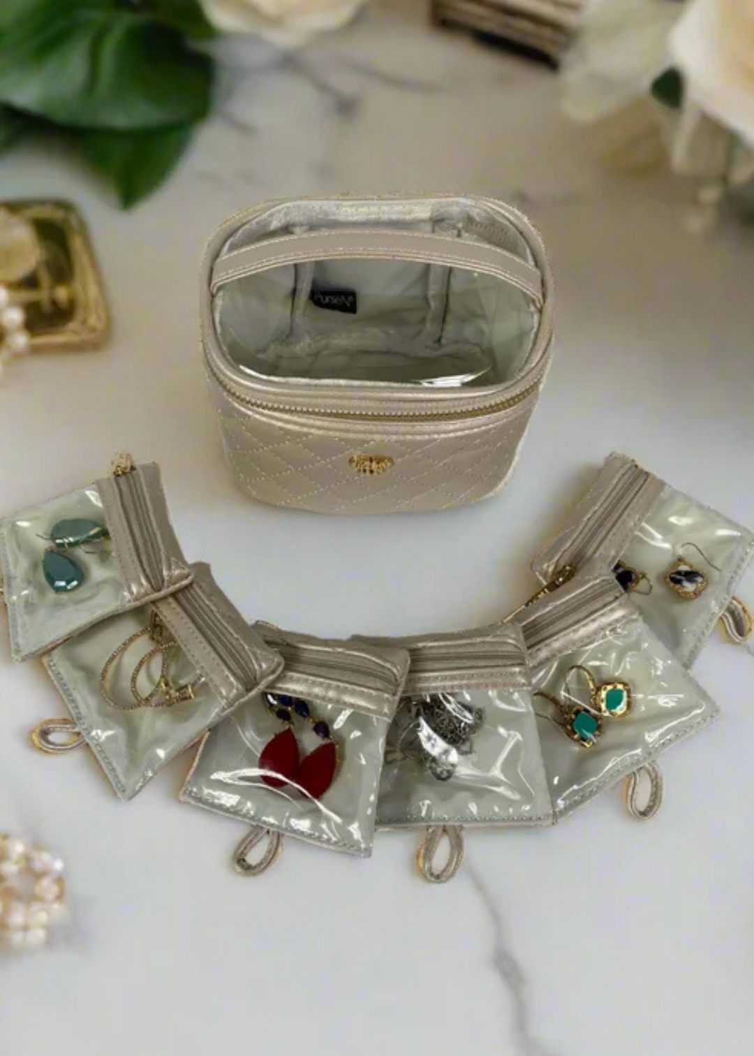 PurseN - Pearl Quilted Getaway Jewelry Case