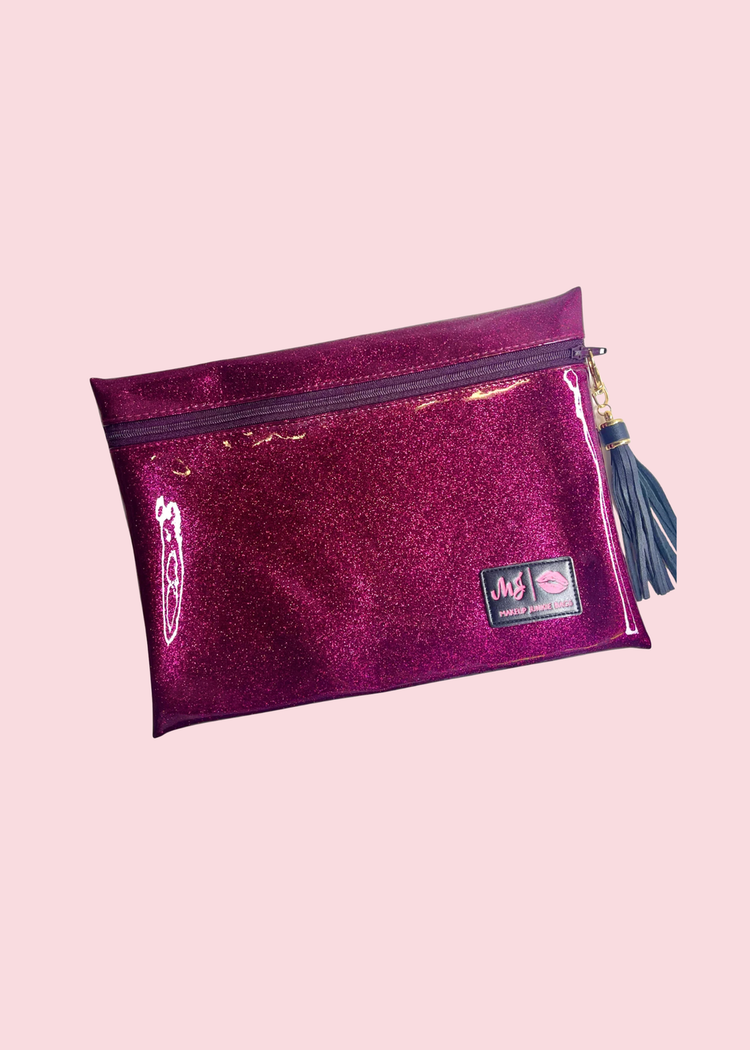 Makeup Junkie Bags - Fuchsia Stardust Glitter Travel Bags [Pre-Order]