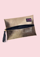 Makeup Junkie Bags - Rose Gold Python Flat Lay [Pre-Order]