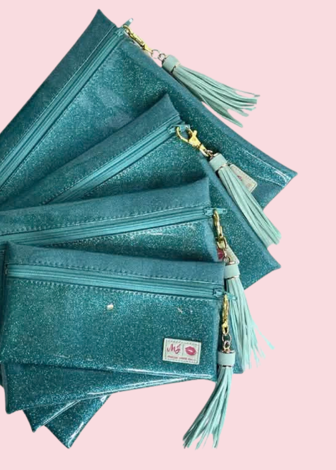 Makeup Junkie Bags - Turquoise Stardust Glitter Travel Bags [Pre-Order]