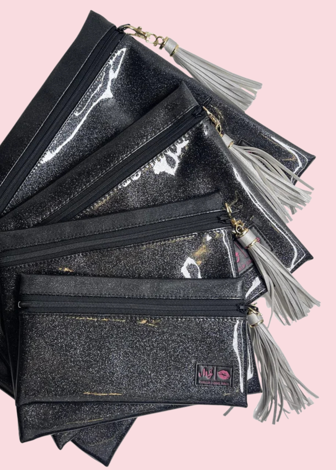 Makeup Junkie Bags - Charcoal Stardust Glitter Travel Bags [Pre-Order]