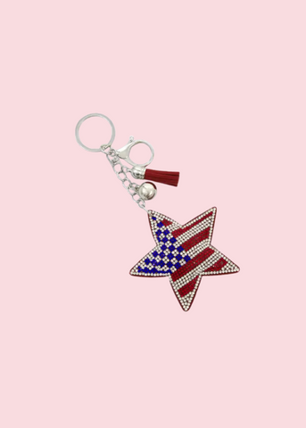 Suzy Q - USA Flag Star Keychain