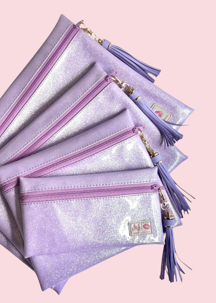 Makeup Junkie Bags - Lavender Stardust Glitter Travel Bags [Pre-Order]