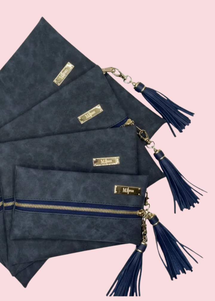 Makeup Junkie Bags - Suede Soul Sapphire Luxe Travel Bags [Pre-Order]