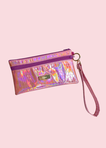 Makeup Junkie Bags - Pink Holographic Luxe Demi Wristlet [Glamfox Takeover]