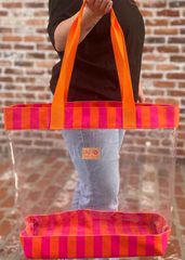 Makeup Junkie Bags - Cabana Pink Clear Beach Tote [Pre-Order]