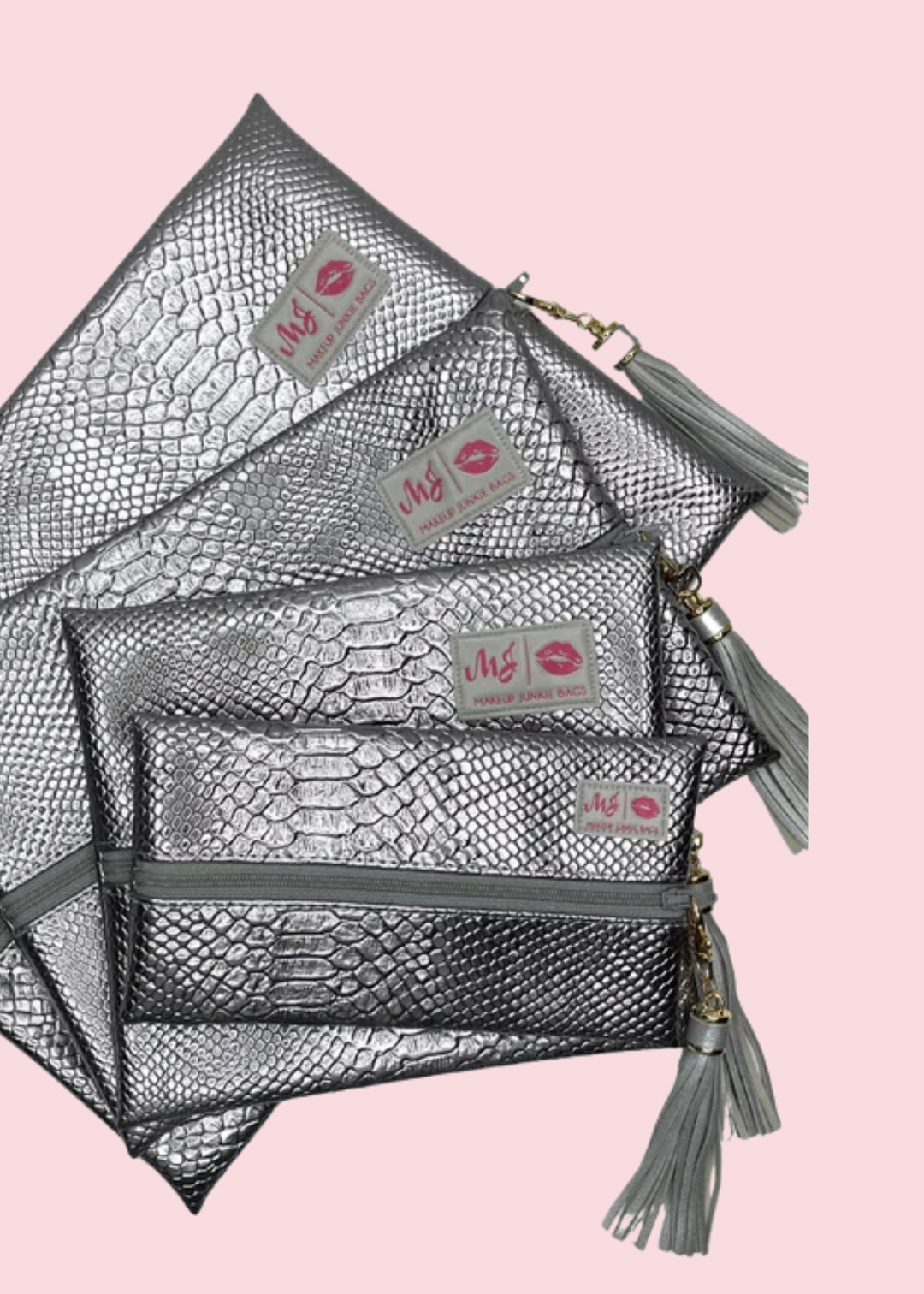 Makeup Junkie Bags - Platinum Python Travel Bags [Pre-Order]