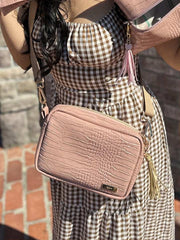 Makeup Junkie Bags - Dusty Blush Gator Pretty In Plaid Uptown [Ready to Ship] - Glamfox Takeover